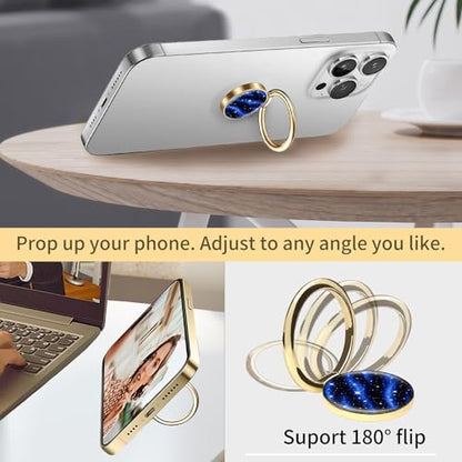 Cell Phone Ring Holder, Cute Phone Ring Grip Stand, 360°Rotation Funny Metal Kickstand Finger Grip Purple Glitter Dots - color: Purple Glitter Dots