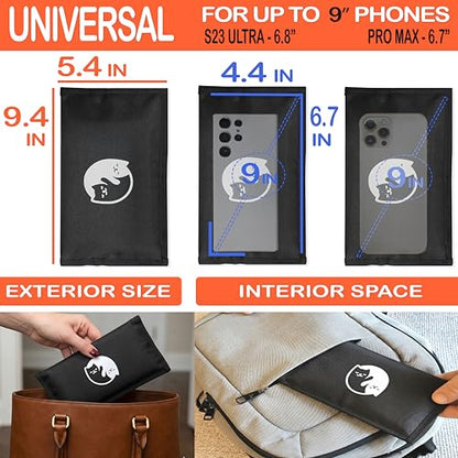 Gecko Travel Tech Faraday Bag Anti-Tracking GPS RFID Car Key Signal Blocker Wallet Shielding Pouch Protective Case for Cell Phone Car Key FOB, Data Privacy, Electronic Device Security (CAT YINYANG) - color: CAT YINYANG