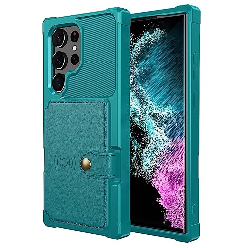 for Samsung Galaxy S23 Ultra Case with Card Holder, Compatible with Magnetic Car Mount, Heavy Duty Shockproof Rugged Soft TPU Back Leather Flip Wallet Cover Galaxy S23 Ultra 5G 6.8", Green - color: Green, size: Samsung Galaxy S23 Ultra