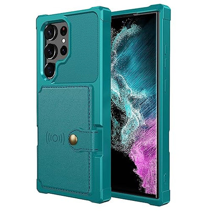 for Samsung Galaxy S23 Ultra Case with Card Holder, Compatible with Magnetic Car Mount, Heavy Duty Shockproof Rugged Soft TPU Back Leather Flip Wallet Cover Galaxy S23 Ultra 5G 6.8", Green - color: Green, size: Samsung Galaxy S23 Ultra