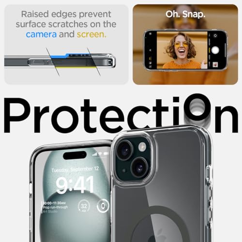 Spigen for iPhone 15/14/13 Case, Ultra Hybrid MagFit [Anti-Yellowing] [Compatible with Magsafe] - Clear Graphite - color: Clear Graphite, size: iPhone 15 / 14 / 13