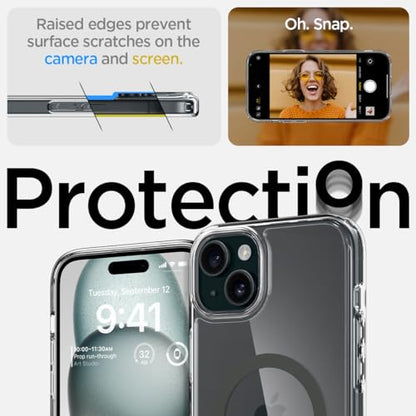 Spigen for iPhone 15/14/13 Case, Ultra Hybrid MagFit [Anti-Yellowing] [Compatible with Magsafe] - Clear Graphite - color: Clear Graphite, size: iPhone 15 / 14 / 13
