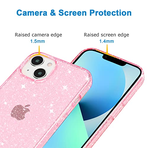 JJGoo Compatible with iPhone 13 Case, Glitter Soft TPU Shockproof Protective Bumper Cover, Sparkle Bling Sparkly Cute Slim Women Girls Phone Case for iPhone 13, 6.1inch, Pink Glitter - color: Pink Glitter