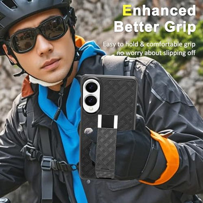 Fingic for Samsung Galaxy S25 Edge Case with Belt Clip Holster Stand | Slim Combo Shell Kickstand Swivel Holster Rugged Shockproof Antiscratch Full Body Protective for Galaxy S25 Edge 2025, Black - size: For Samsung Galaxy S25 Edge (6.7 inch 2025）