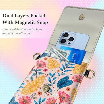 Small Crossbody Bags for Women Touchscreen Cell Phone Bag Cross Body Purses with adjustable Strap,Gifts For Teenage Girls - color: Boho Florals