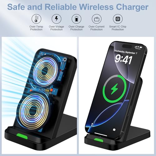 Samsung Wireless Charger Fast Charging Stand Desk Phone Station for Android Samsung Galaxy S26 Ultra/S25/S24/S23/S22/S21,15W Fast Wireless Charger Pad for Motorola Edge 2025/G Stylus 5G/G Power 2025 - color: Black