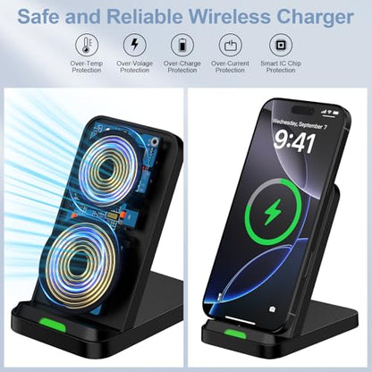 Samsung Wireless Charger Fast Charging Stand Desk Phone Station for Android Samsung Galaxy S26 Ultra/S25/S24/S23/S22/S21,15W Fast Wireless Charger Pad for Motorola Edge 2025/G Stylus 5G/G Power 2025 - color: Black