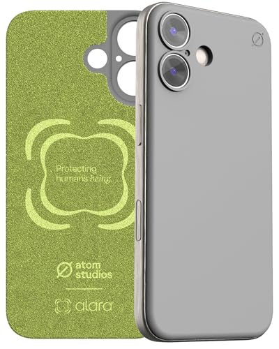 Atom Studios Alara Snap On Case for iPhone 16 Magsafe Case Ultra-Thin, Grey | 50% Stronger for Magsafe, Barely There Case with Raised Bezel Camera Lip, Soft Microfibre Lining, Scratchproof - color: Gray, size: iPhone 16