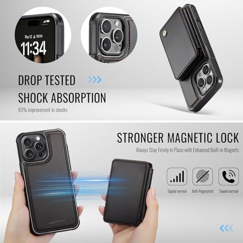 Wallet Case for iPhone 16 Pro Max Compatible with MagSafe for Men Women, Detachable Magnetic Wallet Phone Case with Card Slot Holder RFID Blocking for iPhone 16 Pro Max 6.9 inch (Black) - color: Black