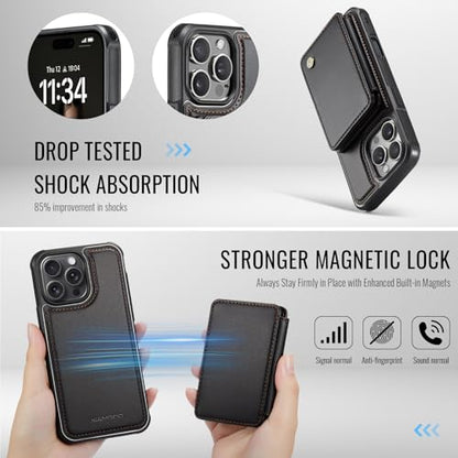 Wallet Case for iPhone 16 Pro Max Compatible with MagSafe for Men Women, Detachable Magnetic Wallet Phone Case with Card Slot Holder RFID Blocking for iPhone 16 Pro Max 6.9 inch (Black) - color: Black