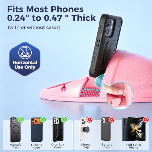 Loncaster Car Phone Holder, Car Phone Mount Silicone Car Pad Mat for Various Dashboards, Slip Free Phone Stand Compatible with iPhone, Samsung, Pink - color: Pink-1pack