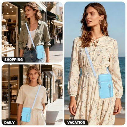 YINHEXI Small Crossbody Bags for Women Trendy, Mini Triple Compartment Cell Phone Crossbody Wallet Purses - color: Blue-2