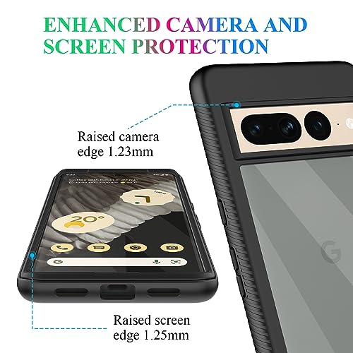 Compatible with Google Pixel 7 Pro Case, Built in Screen Protector Full Body Shockproof Slim Fit Bumper Protective Phone Cover Men Women-Black/Clear - size: Google Pixel 7 Pro
