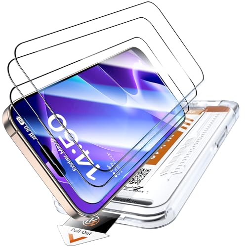 LK 3 Pack for iPhone 15 Pro Max Screen Protector [One-Pull Install]