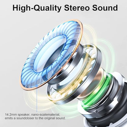 Bluetooth 5.4 Earbuds, 2026 Bass-3.0 Wireless Headphones 3D-Stereo Ear Buds, 4 ENC Noise Cancelling Mic, 40+Hrs USB-C in-Ear Earphones, IP-X7 Waterproof Sport Workout Gym for Laptop Pad Android iOS - color: B-White PRO