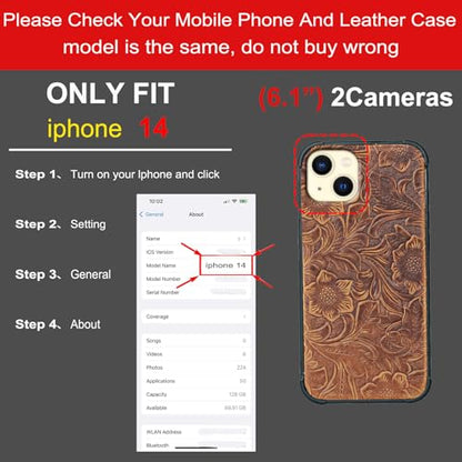 Leather Case Compatible with iPhone14 Wallet 6.1" Dark Brown | Genuine Leather 2-in-1 Magnetic Detachable Shockproof,Flip Folio Cover with Card Slot,RFID Blocking] Brown - color: Dark Brown, size: 6.1"-14