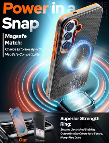 Designed for Samsung Galaxy S26 Plus Case with Belt Clip Holster | Rugged Cover with Strong Magnet & Kickstand Heavy Duty Combo - Black & Orange - color: Black & Orange
