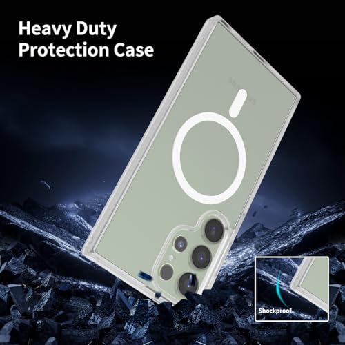 for Samsung Galaxy S24 Ultra Case Magnetic, [Compatible with Magsafe] 6.8 Inches Slim Fit Wireless Charging TPU and PC Shockproof Anti-Slip Protective Phone Cover, Matte Clear - color: Matte Clear Magnetic