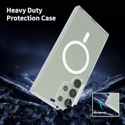 for Samsung Galaxy S24 Ultra Case Magnetic, [Compatible with Magsafe] 6.8 Inches Slim Fit Wireless Charging TPU and PC Shockproof Anti-Slip Protective Phone Cover, Matte Clear - color: Matte Clear Magnetic