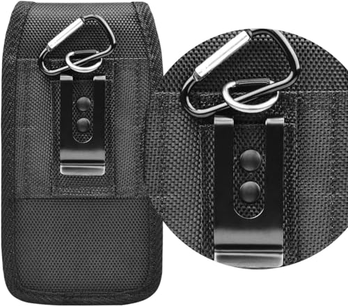 DpS Cell Phone Holster for iPhone SE 2020/2022, iPhone 8,7,6s,6,13 Mini/12 Mini- Phone Belt Holder Case with Clip, Heavy Duty Nylon Carrying Pouch w Card Holder (Fits Otterbox Cover on),Black (Small) - size: Small