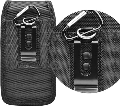 DpS Cell Phone Holster for iPhone SE 2020/2022, iPhone 8,7,6s,6,13 Mini/12 Mini- Phone Belt Holder Case with Clip, Heavy Duty Nylon Carrying Pouch w Card Holder (Fits Otterbox Cover on),Black (Small) - size: Small