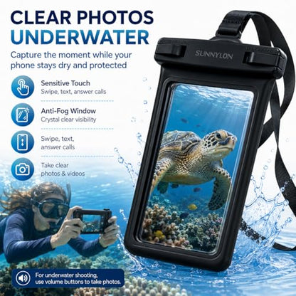 Waterproof Phone Pouch IPX8,Soft TPU Underwater Phone Case with Neck Strap & Sensitive Touch Screen, Waterproof Cell Phone Pouch for Beach,Cruise,Fits Samsung iPhone 17/16/15/14 Pro Max (1-pack Black) - color: 1-pack Black