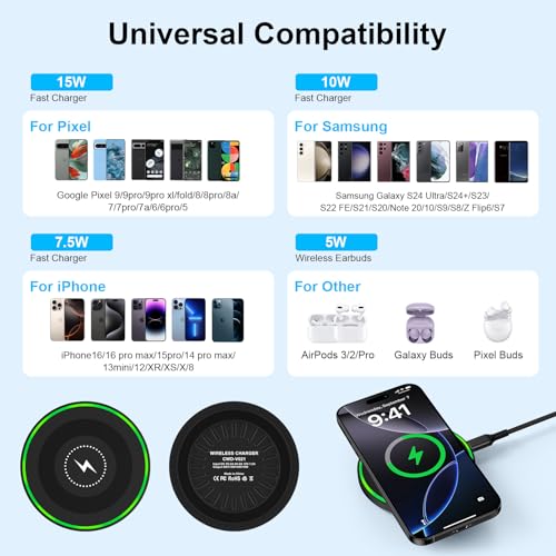 15W Wireless Charger Fast Charging Pad for razr+/Edge+/Moto G Stylus 2025 - color: Black