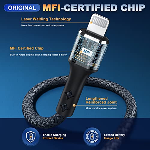 (2-Pack) iPhone Charger 3Ft for Apple MFi Certified, Strong Nylon Braided Lightning Cable, Fast 2.4A iPhone USB Charging Cord for iPhone 13/12/11 Pro/X/Xs Max/XR/8 Plus/7/6