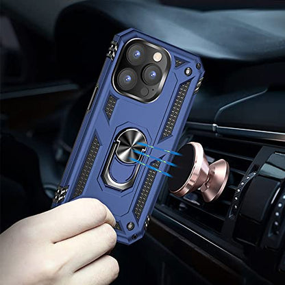iPhone 14 Pro Case with HD Screen Protector, Military Grade 16ft Drop Tested, Rotatable Kickstand, Blue - color: Blue, size: iphone 14 Pro
