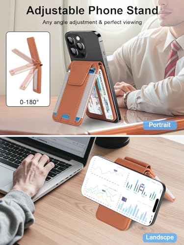 for MagSafe Wallet Works with Apple Find My, Strongest Magnetic Wallet - color: Brown