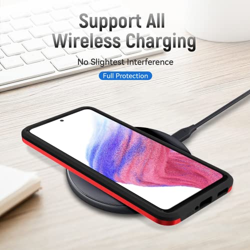 for Samsung A53 5G Case, Galaxy A53 5G Case with Screen Protector,Full Body Protection Durable Rubber Cover Phone Case for Samsung Galaxy A53 5G,Red - color: 2 Red