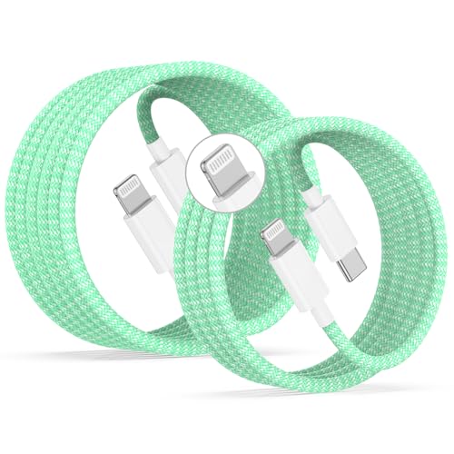 20W Lightning Cable to USB C, [Apple MFi Certified] Braided Fast Cable - color: Green, size: 20W-6FT+10FT