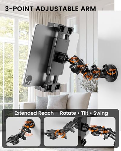 OHLPRO Heavy Duty Drill Base Tablet Mount for Truck Dashboard - Permanent Screw Down iPad Car Holder for Semi Trucks, Vans & Commercial Vehicles, Fits 5-17 Inch Devices, 360° Rotating Adjustable Arm - size: Standard Arm
