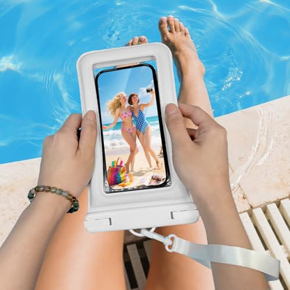IPX8 Floating Waterproof Phone Pouch 2-Pack,7.2 Inch Waterproof Dry Bag16/15/14 Pro Max Galaxy S24/S23 Adjustable Lanyard + Wrist Strap Beach Swimming Travel Essentials Black White - color: black+white
