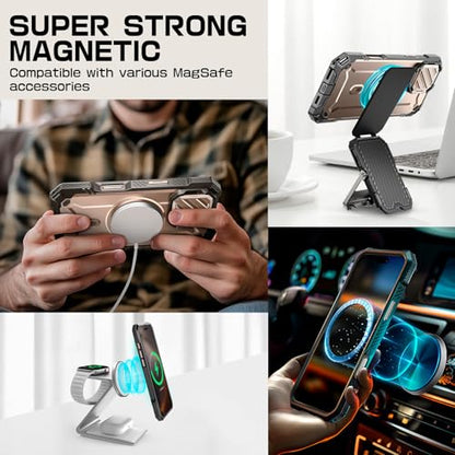 SUPCASE for iPhone 16 Pro Max Case (6.9 inch) with Camera Cover Stand,Venus | Compatible with MagSafe, Camera Control Button, Military-Grade Drop Protection, Heavy Duty Rugged Magnetic Case, UB Mag XT - color: RoseGold