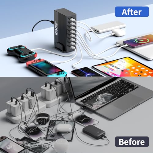 1000W 8-Port GaN5 Desktop Charging Station, High-Power USB Charging Hub with 5X 140W and 3X 100W PD Ports, Fast Charger for Laptops, Tablets, and Smartphones - size: 1000WGaN5
