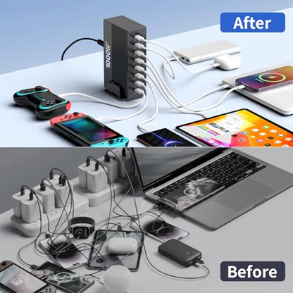1000W 8-Port GaN5 Desktop Charging Station, High-Power USB Charging Hub with 5X 140W and 3X 100W PD Ports, Fast Charger for Laptops, Tablets, and Smartphones - size: 1000WGaN5