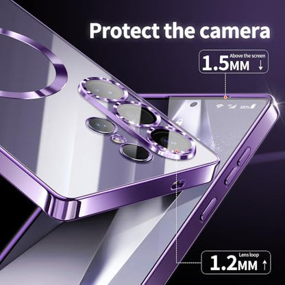 Hurgoer for Samsung Galaxy S26 Case.Soft TPU Electroplated Frame Cover with Clear Back.Drop Tested Protective Full Body Case.Thin Light Slim (Deep Purple, S26) - color: Deep Purple, size: S26