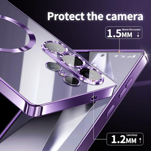 Hurgoer for Samsung Galaxy S26 Case.Soft TPU Electroplated Frame Cover with Clear Back.Drop Tested Protective Full Body Case.Thin Light Slim (Deep Purple, S26) - color: Deep Purple, size: S26