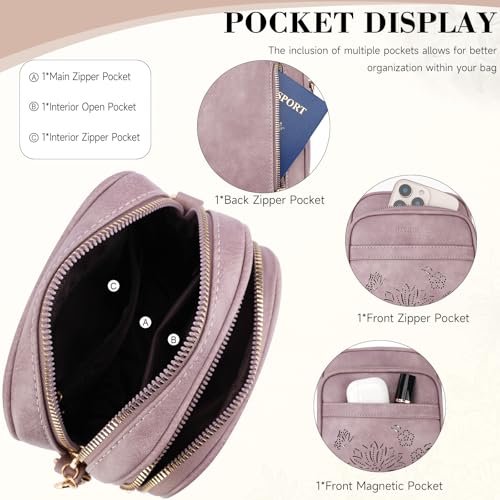 Small Crossbody Bags for Women, RFID Phone Purse with Card Slots, Triple Compartments Lightweight Shoulder Bag - color: 5-purple