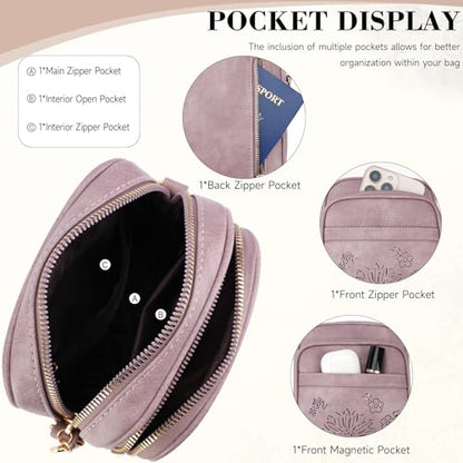 Small Crossbody Bags for Women, RFID Phone Purse with Card Slots, Triple Compartments Lightweight Shoulder Bag - color: 5-purple