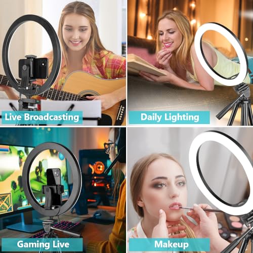 SENSYNE 12'' Ring Light with Stand, 50" Phone Tripod with Wireless Remote - size: 12-inch