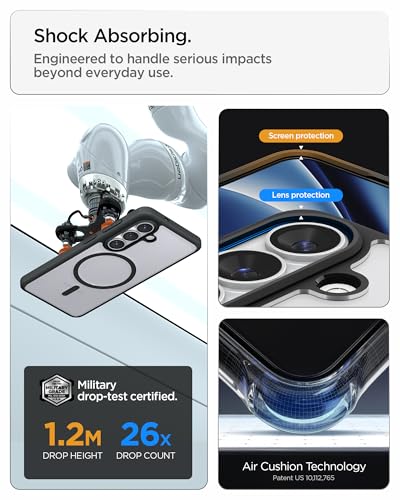 Spigen for Galaxy S26 Plus Case, Ultra Hybrid MagFit [Anti-Yellowing] [Compatible with MagSafe] [Fast Wireless Charging] - Matte Black - color: Matte Black, size: Galaxy S26 Plus