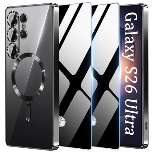 for Samsung Galaxy S26 Ultra 5G Case with Privacy Screen Protector,Clear Magnetic Phone Case with Camera Protection,Soft Shockproof Protective Cover for Galaxy S 26 Ultra,Black - color: Black, size: Samsung Galaxy S26 Ultra