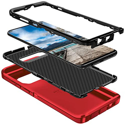 for Galaxy S10 Case,[Without Screen Protector] Heavy Duty Shockproof Dust/Drop Poof 3 Layers Full Bady Protection Rugged Cover Case for Galaxy S10,Red/Black - color: Red/Black