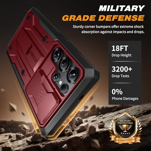 TONGATE for Samsung Galaxy S24 Ultra Case, 2 Front Frames & Stand, Maroon | Built-in Slide Camera Cover & Screen Protector, Military Grade Shockproof S24 Ultra Phone Case with Kickstand & Belt-Clip - color: Maroon