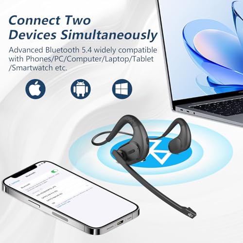 BANIGIPA Bluetooth Headset with Removable Microphone, Open Ear Headphones