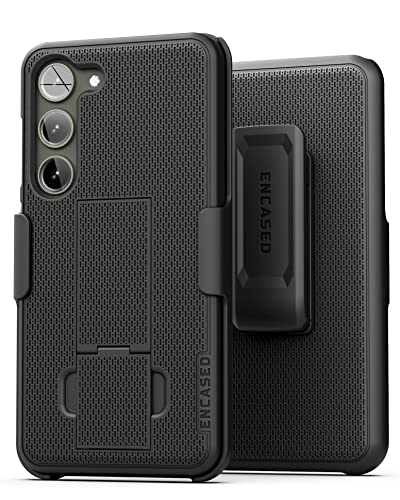 Encased DuraClip Designed for Samsung Galaxy S23 Belt Clip Case with Phone Holster and Kickstand (Matte Black) - size: S23