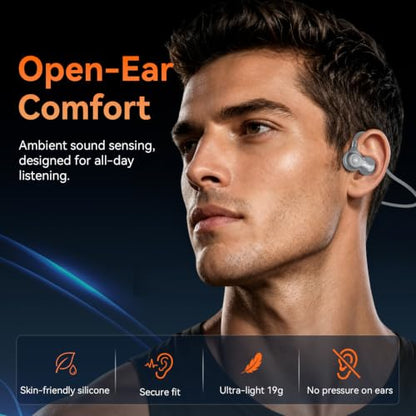 OHAYO Open Ear Headphones, Bluetooth 6.0 Air Conduction Sports Earbuds, 19g - color: Gray