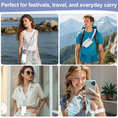 Phone Lanyard Crossbody with Detachable RFID Wallet (Cream) - color: Cream, size: Medium